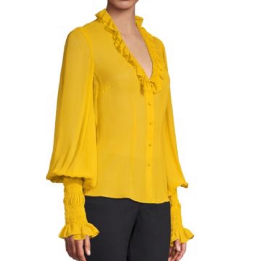 Alexis Scyler Marigold Ruffle Trim Chiffon Blouse S